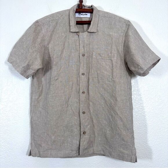 Claude Tulum Cameron 100% Linen Shirt in Beige Size S - Picture 2 of 10